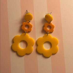 Yellow and Orange Flower Earrings